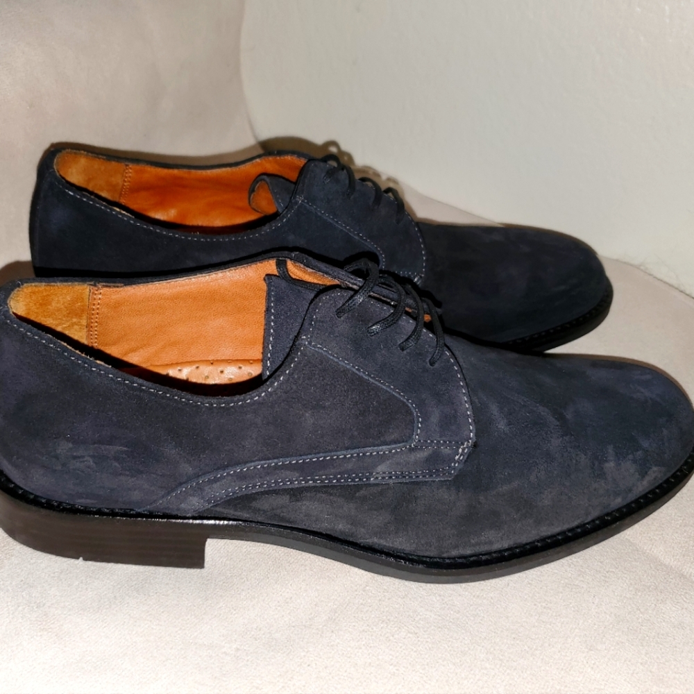 Johnston & Murphy Sheepskin Oxford Loafers leather-suede size 10M black VGC